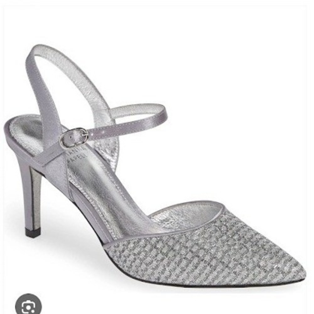 Adrianna Papell Hadleigh Antique Silver Glitter Slingback Heels Women's 9M NEW